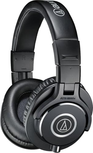 Audio-Technica ATH-M40x Professional Studio Monitor Headphone, Black, with Cutting Edge Engineering, 90 Degree Swiveling Earcups, Pro-Grade Earpads/Headband, Detachable Cables Incl
