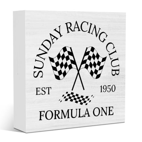 Funny Formula 1 Decoration for Home Racing Car Themed Decoration Sunday Racing Club Est 1950 FormulaOne Gifts for Nascar Racer Motorsport Lovers Athlete Coach Box Box Formula One 5 X 5 Inches