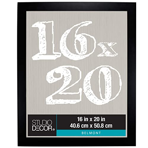 Studio Decor 16" x 20" Black Belmont Picture Frame - Includes Pre-attached Hanging Hardware, Horizontal or Vertical Display - 1 Pack