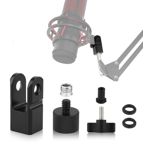 Microphone Mount Adapter for Hyperx Quadcast 3/8" or 1/4" Screw Adapter | Works with Microphone Stand & Boom Arm Durable Replacement Accessory for Mic (Black)