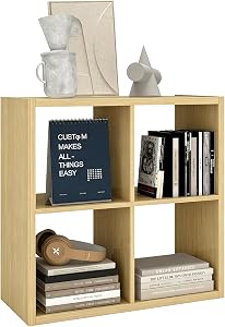 Endearing Limons【2026 Wooden Thick Border】 4 Cube Shelf Storage Organizer with Anti-Tippin