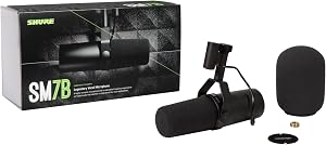 Shure SM7B Dynamic Studio Microphone - XLR Mic for Podcasting, Streaming, Vocal Recording & Broadcasting, Wide