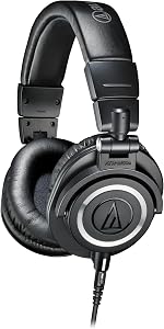 Audio-Technica ATH-M50X Professional Studio Monitor Headphones, Black, Professional Grade, Critically Acclaime