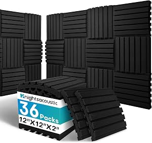 36Packs Curved Sound Proof Foam Panels for Walls, 2" Acoustic Panels Sound Absorbing 