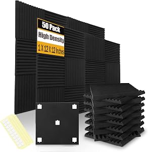 50 Pack Acoustic Foam Panels 1" X 12" X 12" Wedge Soundproof Studio Foam fo