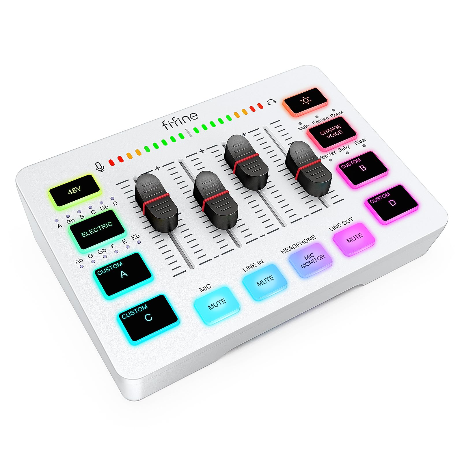 FIFINE Audio Mixer, Gaming Streaming PC Mixer with Slider Fader, XLR M — Build quality and design details up close